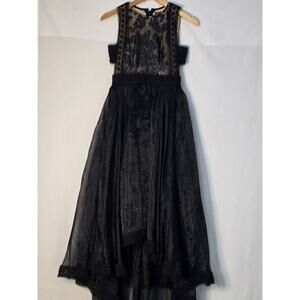 INA Black Dress Small Sleeveless Skin Tulle High Low Beautiful  Formal Semi